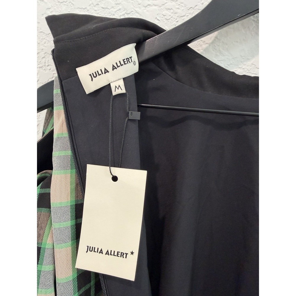 Julia Allert Size Medium Green Plaid Midi Dress Dark Academia Fall Pockets NWT - Picture 9 of 12